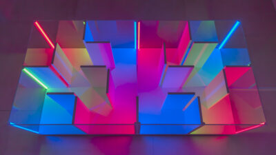 AI(M)-02, 2021 | 53.5 x 202 x 102 cm | LEDs, aluminium, acrylic, white lacquered wood