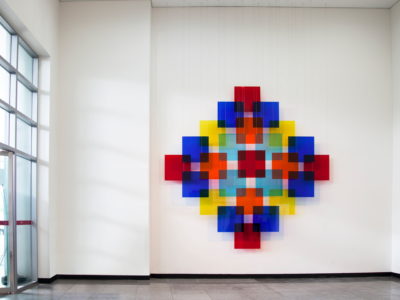 Cubic Composition, 2013 | 380 x 380 x 50 cm | Glass and stainless steel cable