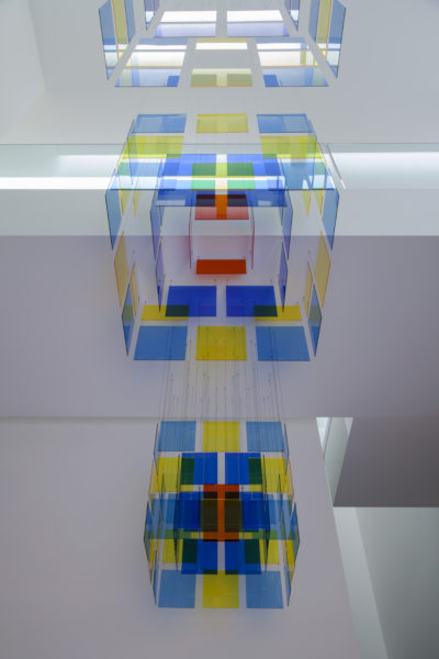 Cubic Progression I | 330 x 360 x 136 cm | Acrylic and stainless steel cable
